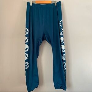 Teal Joggers with Moon Phase Design 3xl Celestial Pants